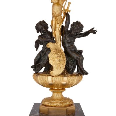  Beurdeley Monumental gilt and patinated bronze candelabra by Beurdeley