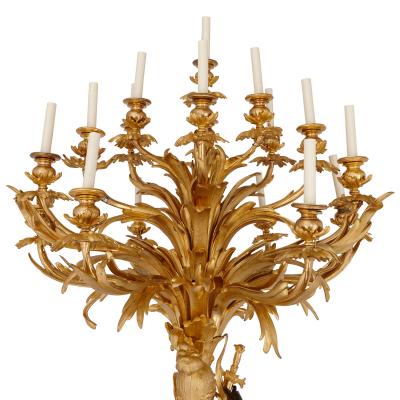  Beurdeley Monumental gilt and patinated bronze candelabra by Beurdeley