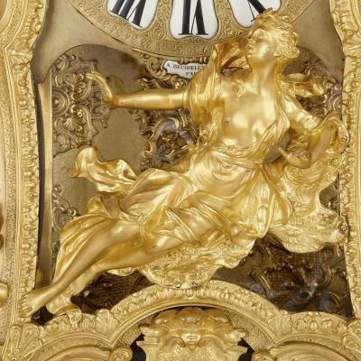  Beurdeley Very large Louis XV style gilt bronze mantel clock by Beurdeley
