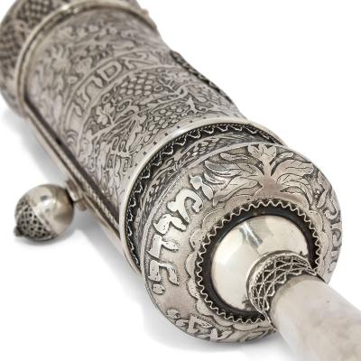  Bezalel Large Silver Megillah Case with Esther Scroll by Bezalel