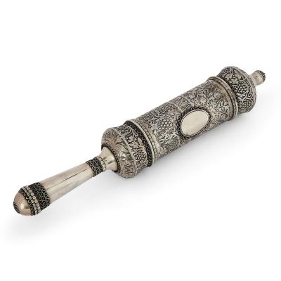  Bezalel Large Silver Megillah Case with Esther Scroll by Bezalel