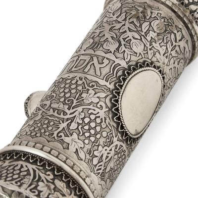  Bezalel Large Silver Megillah Case with Esther Scroll by Bezalel