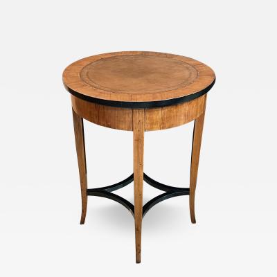  Biedermeier Austrian Biedermeier Circular Work Table with Ebonized Highlights