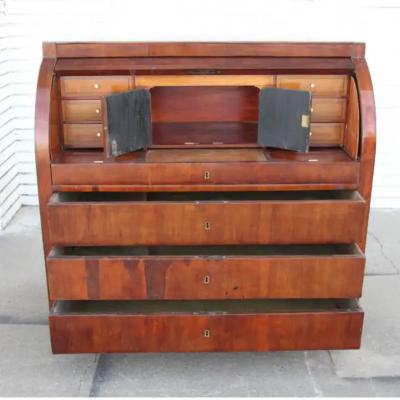  Biedermeier Biedermeier Cylinder Roll Top Desk with drawers