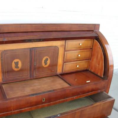  Biedermeier Biedermeier Cylinder Roll Top Desk with drawers