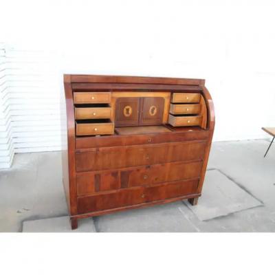  Biedermeier Biedermeier Cylinder Roll Top Desk with drawers
