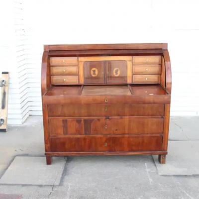  Biedermeier Biedermeier Cylinder Roll Top Desk with drawers