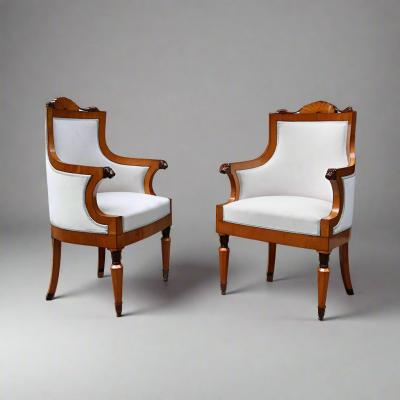  Biedermeier Fine Pair of Biedermeier Armchairs Italy 1827