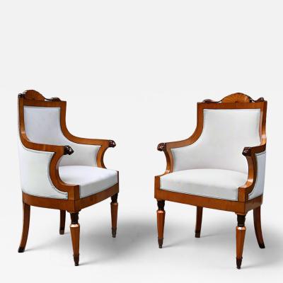  Biedermeier Fine Pair of Biedermeier Armchairs Italy 1827