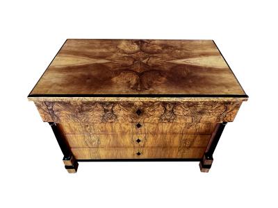  Biedermeier German Biedermeier Black Walnut and Ebonized Chest of Drawers