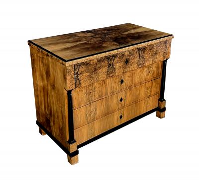  Biedermeier German Biedermeier Black Walnut and Ebonized Chest of Drawers