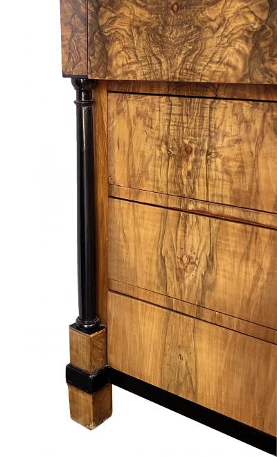  Biedermeier German Biedermeier Black Walnut and Ebonized Chest of Drawers