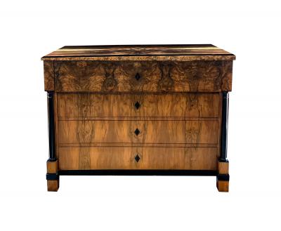  Biedermeier German Biedermeier Black Walnut and Ebonized Chest of Drawers