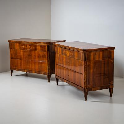 Biedermeier Pair of Biedermeier Chests of Drawers Italy 19th Century