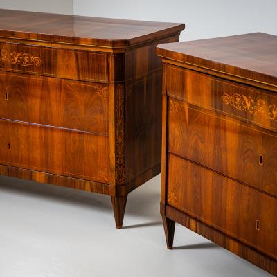  Biedermeier Pair of Biedermeier Chests of Drawers Italy 19th Century