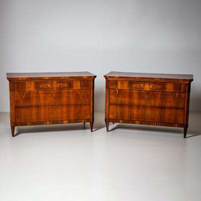  Biedermeier Pair of Biedermeier Chests of Drawers Italy 19th Century