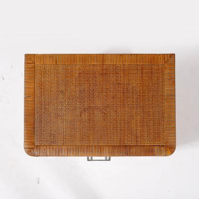  Bielecky Brothers Mid Century Modern Rattan Bamboo Wrapped Nightstands signed Bielecky Brothers