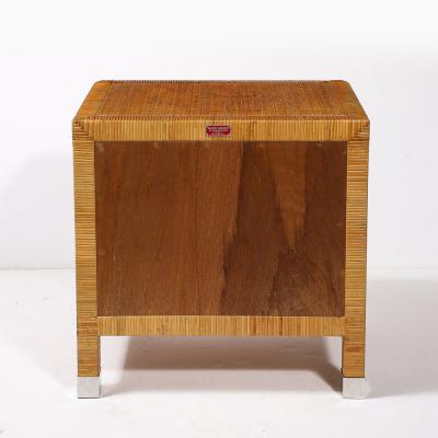  Bielecky Brothers Mid Century Modern Rattan Bamboo Wrapped Nightstands signed Bielecky Brothers