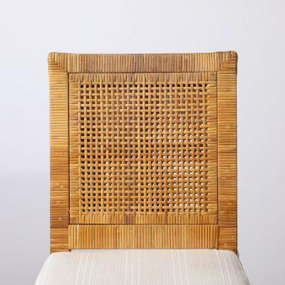  Bielecky Brothers Mid Century Rattan Bamboo Wrapped Upholstered Chair signed Bielecky Brothers