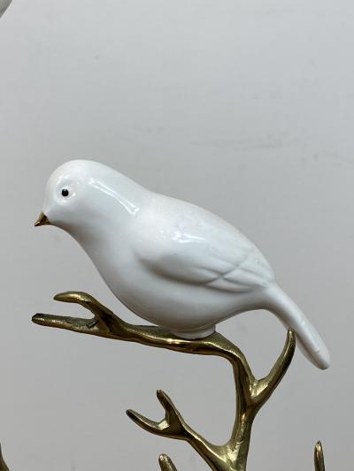  Bijan SIGNED BIJAN CERAMIC BIRDS AND BRASS TREE SCULPTURE
