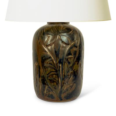  Bing Gr ndahl Table Lamp with Floral Relief by Cathinka Olsen for Bing Groendahl