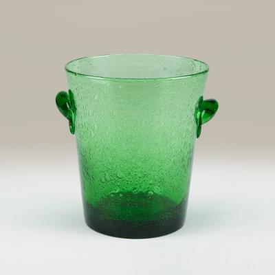  Biot French 1960s dark green handblown champagne ice bucket signed Biot