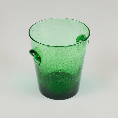  Biot French 1960s dark green handblown champagne ice bucket signed Biot