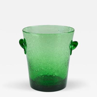  Biot French 1960s dark green handblown champagne ice bucket signed Biot