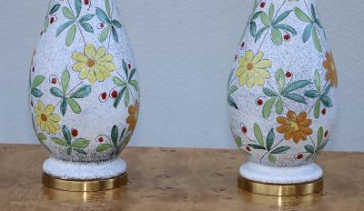  Bitossi 1960s Bitossi Pottery Table Lamps With Brass Hardware