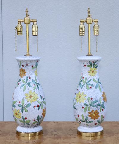  Bitossi 1960s Bitossi Pottery Table Lamps With Brass Hardware