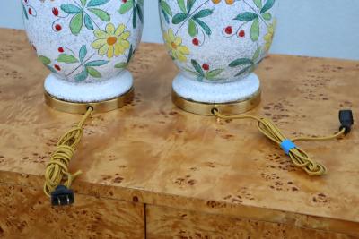  Bitossi 1960s Bitossi Pottery Table Lamps With Brass Hardware