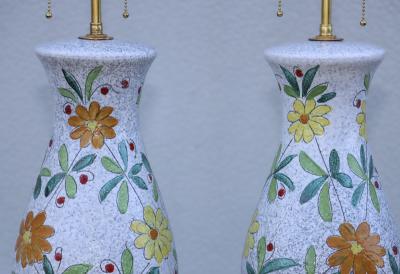  Bitossi 1960s Bitossi Pottery Table Lamps With Brass Hardware
