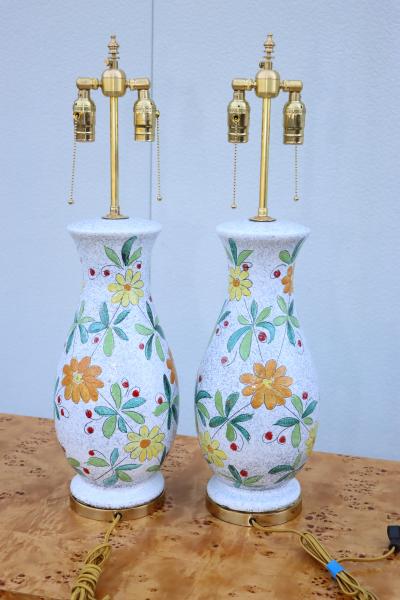  Bitossi 1960s Bitossi Pottery Table Lamps With Brass Hardware