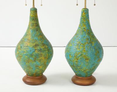  Bitossi 1960s Italian Lava Glaze Large Table Lamps