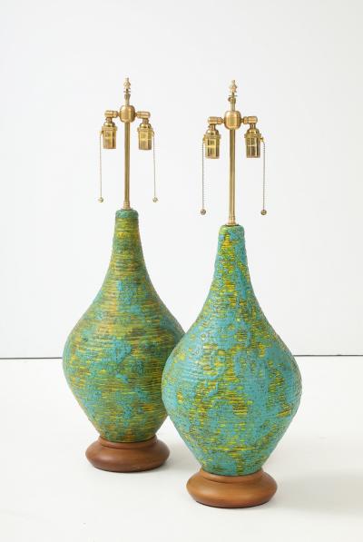  Bitossi 1960s Italian Lava Glaze Large Table Lamps