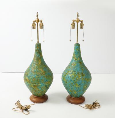  Bitossi 1960s Italian Lava Glaze Large Table Lamps