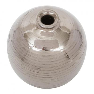 Bitossi Bitossi Ball Vase Ceramic Brushed Metallic Platinum Luster