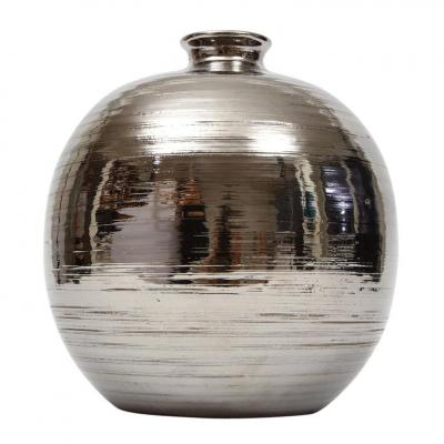Bitossi Bitossi Ball Vase Ceramic Brushed Metallic Platinum Luster
