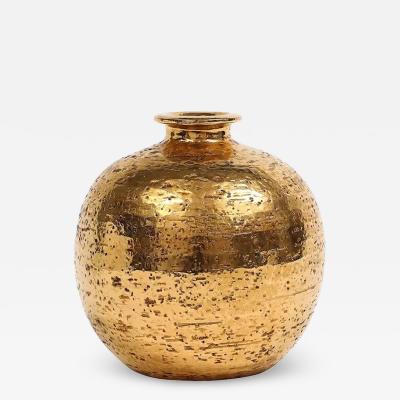  Bitossi Bitossi Ball Vase Ceramic Metallic Gold