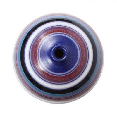  Bitossi Bitossi Ball Vase Stripes Purple Blue White Red Signed