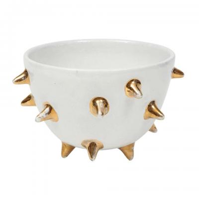  Bitossi Bitossi Bowl Ceramic White Gold Spikes Signed