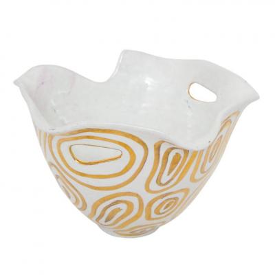  Bitossi Bitossi Bowl White and Gold Abstract Signed