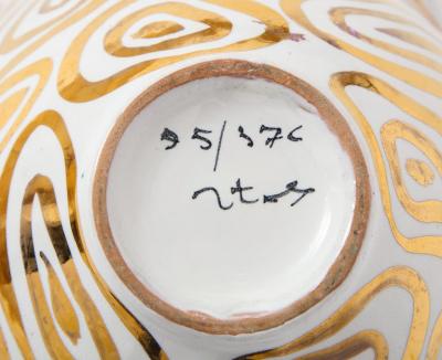  Bitossi Bitossi Bowl White and Gold Abstract Signed