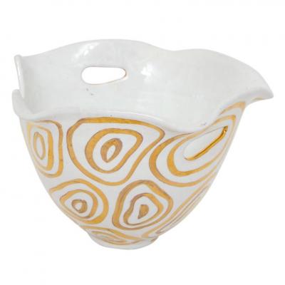  Bitossi Bitossi Bowl White and Gold Abstract Signed