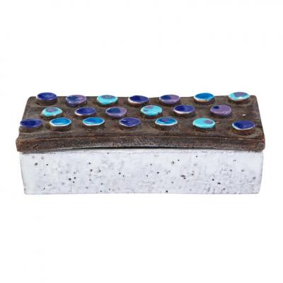  Bitossi Bitossi Box Ceramic Applied Discs Blue Purple White Brown Signed