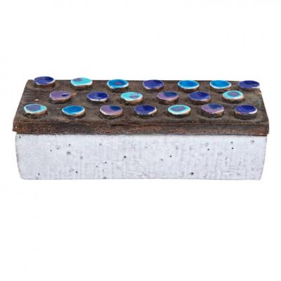 Bitossi Bitossi Box Ceramic Applied Discs Blue Purple White Brown Signed