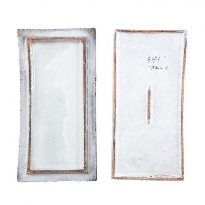  Bitossi Bitossi Box Ceramic Applied Discs Blue Purple White Brown Signed