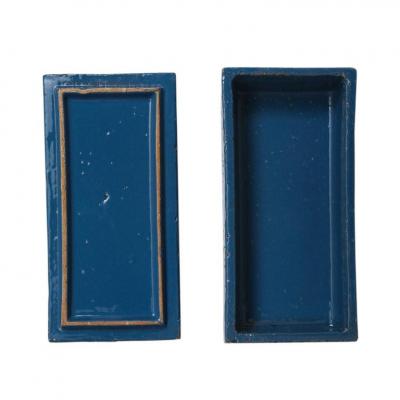  Bitossi Bitossi Box Ceramic Blue Green White Stripes Signed