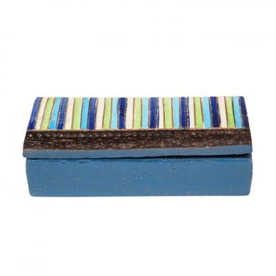  Bitossi Bitossi Box Ceramic Blue Green White Stripes Signed