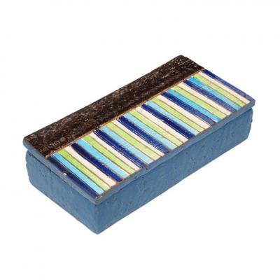 Bitossi Bitossi Box Ceramic Blue Green White Stripes Signed